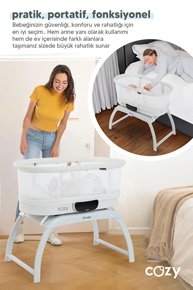 Huggy 4 in 1 Cozy Bluetooth Müzikli Kumandalı Otomatik Sallanabilir Beşik – Portatif